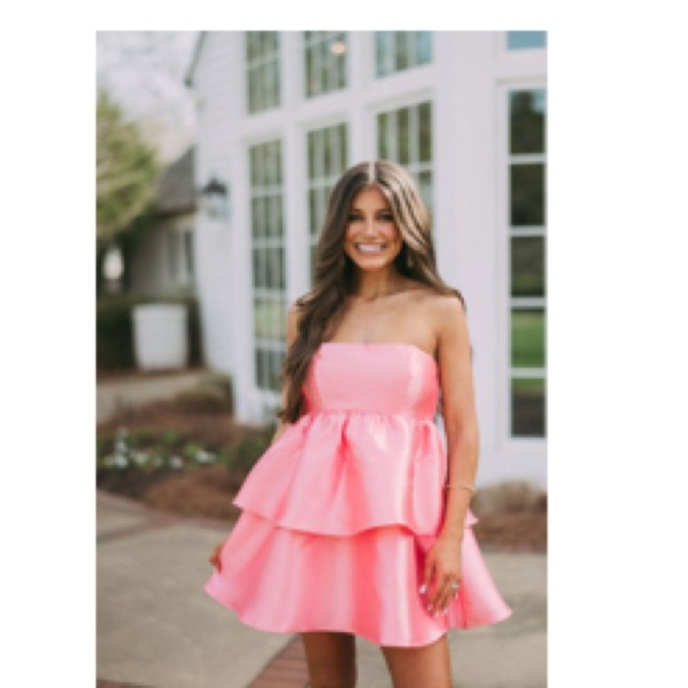 Pink Strapless Layered Dress